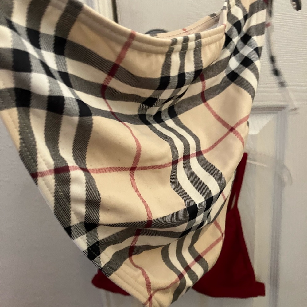 Burberry Beige Nova Check Bikini Bottom with Red Bikini Top - Picture 12 of 13